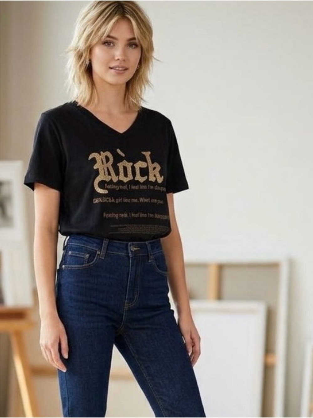 Rock Graphic Short Sleeve Tee in Black
